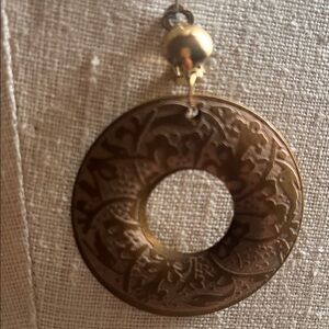 Gold Floral Engraved Donut Hoop Earrings - Women Jewelry